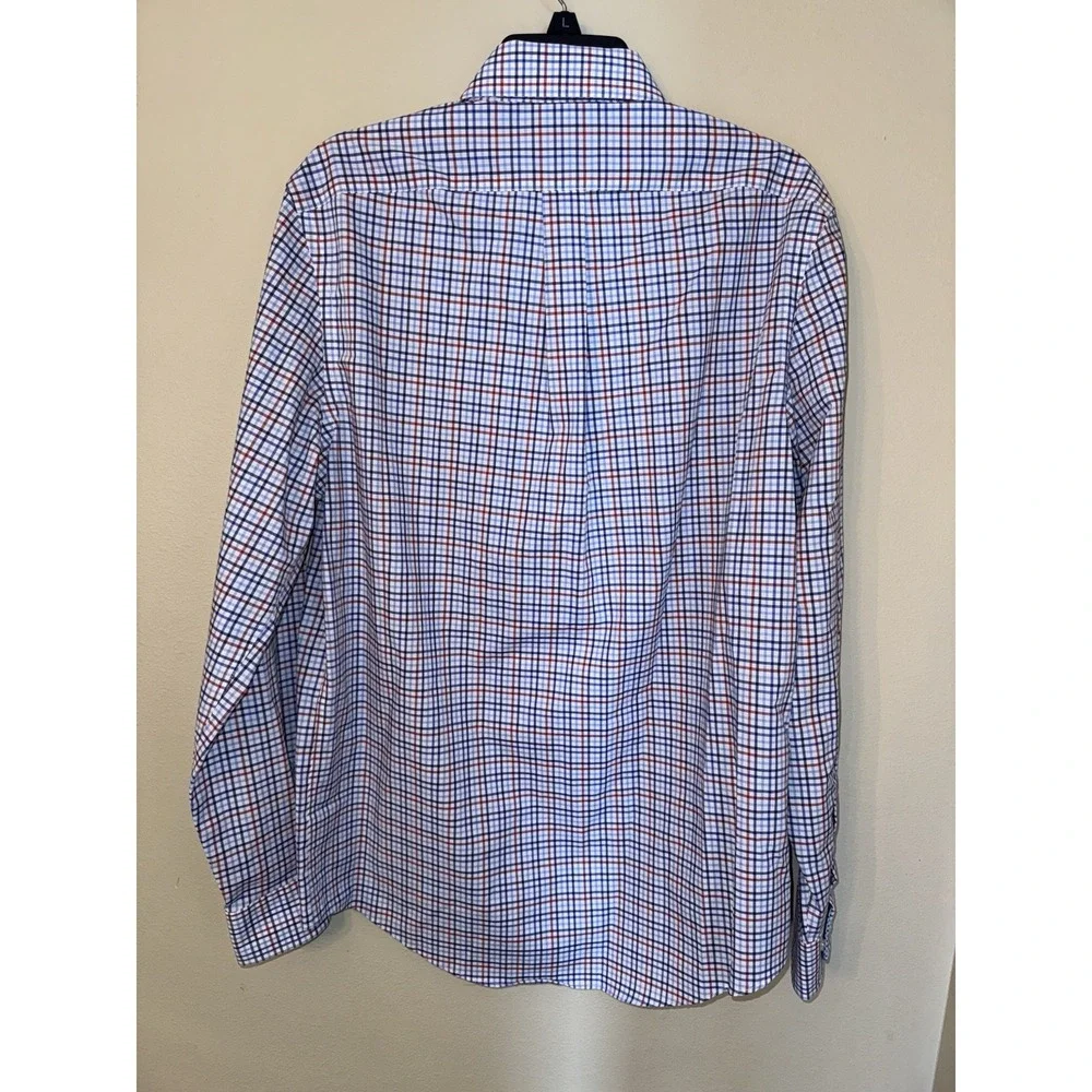 Lauren Ralph Lauren Regular Fit Red Blue Supima Cotton Long‎ Sleeve Shirt Med